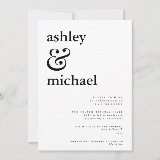 Modern zwart-wit aquarel et-teken trouwkaart kaart (Voorkant)