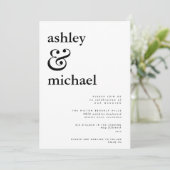 Modern zwart-wit aquarel et-teken trouwkaart kaart (Staand voorkant)