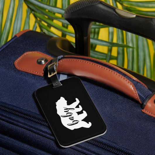 Modern zwart-wit Baby Beer Silhouette Bagagelabel (Voorkant Insitu 1)