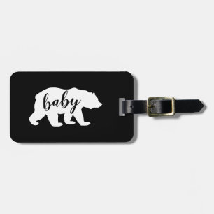 Modern zwart-wit Baby Beer Silhouette Bagagelabel