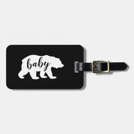 Modern zwart-wit Baby Beer Silhouette Bagagelabel (Voorkant horizontaal)