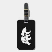 Modern zwart-wit Baby Beer Silhouette Bagagelabel (Voorkant verticaal)