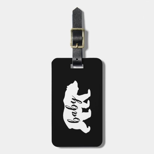 Modern zwart-wit Baby Beer Silhouette Bagagelabel (Voorkant verticaal)