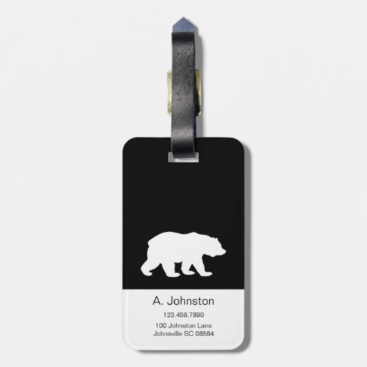 Modern zwart-wit Baby Beer Silhouette Bagagelabel (Achterkant verticaal)