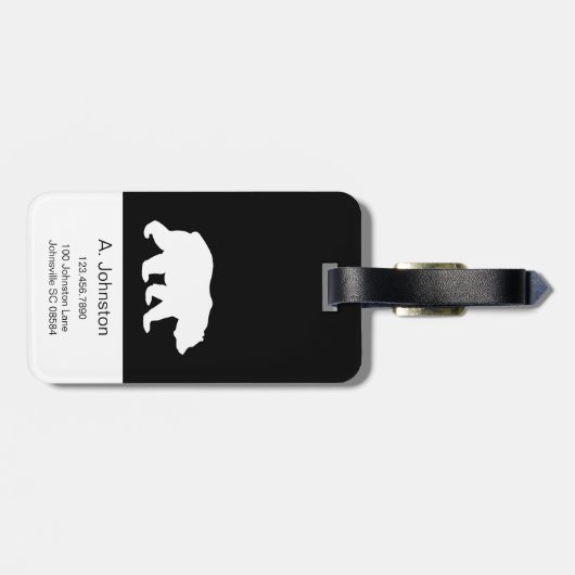 Modern zwart-wit Baby Beer Silhouette Bagagelabel (Achterkant horizontaal)