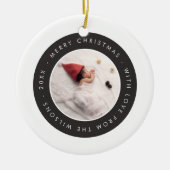 Modern Zwart Wit Baby Foto Kerst Ornament (Voorkant)