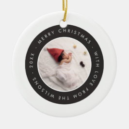 Modern Zwart Wit Baby Foto Kerst Ornament