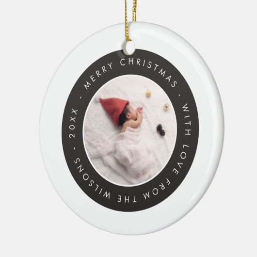 Modern Zwart Wit Baby Foto Kerst Ornament (Links)