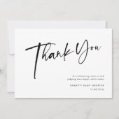 Modern zwart-wit Baby shower Bedankkaart (Voorkant)
