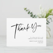 Modern zwart-wit Baby shower Bedankkaart (Staand voorkant)
