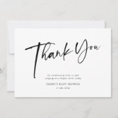 Modern zwart-wit Baby shower Bedankkaart (Voorkant)