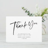 Modern zwart-wit Baby shower Bedankkaart (Staand voorkant)