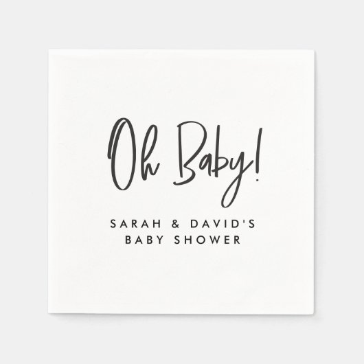 Modern Zwart Wit Baby shower Chic Genderneutraal Servet (Voorkant)