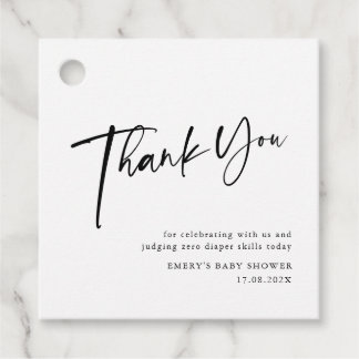 Modern zwart-wit Baby shower Dank u Bedankjes Labels