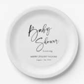 Modern zwart-wit Baby shower Papieren Bordje (Voorkant)