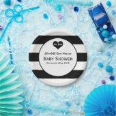 Modern zwart-wit Baby shower Papieren Bordje (Feest)