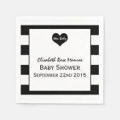 Modern zwart-wit Baby shower Servet (Voorkant)