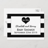 Modern zwart-wit Baby shower Uitnodiging Briefkaart (Voorkant / Achterkant)