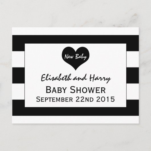 Modern zwart-wit Baby shower Uitnodiging Briefkaart (Voorkant)