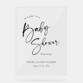 Modern zwart-wit Baby shower welkomstbord Acryl Bord (Voorkant)