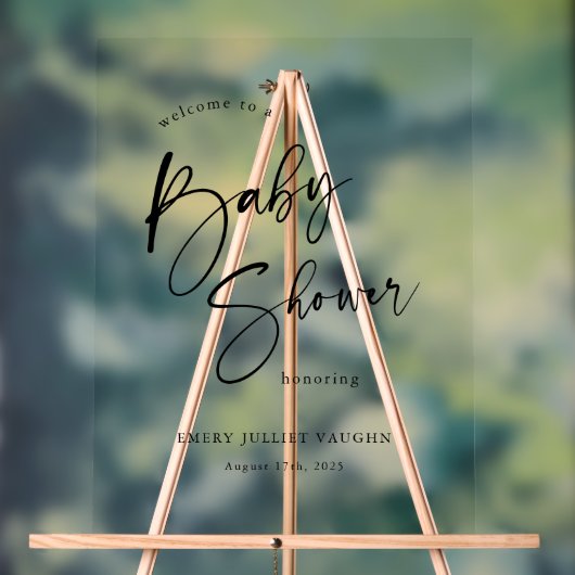 Modern zwart-wit Baby shower welkomstbord Acryl Bord (Neutraal)