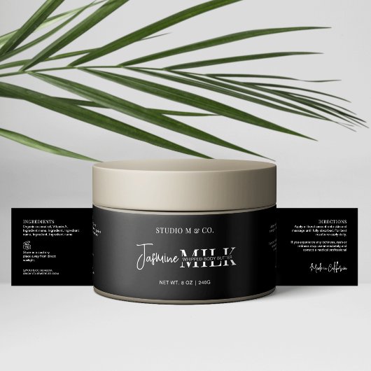 Modern Zwart Wit Bad Body Jar Wrapper Label Waterfles Etiket