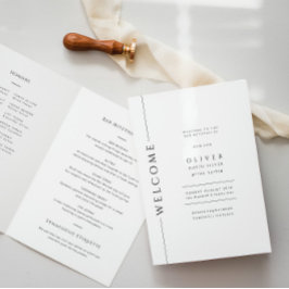 Modern zwart-wit bar mitswa boekje gevouwen programma