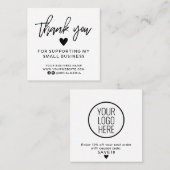 Modern zwart-wit bedankt vierkante visitekaartje (Voorkant / Achterkant)