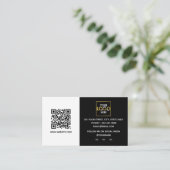 Modern zwart wit bedrijf uw Logo hier QR-code Visitekaartje (Staand voorkant)