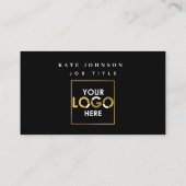 Modern zwart wit bedrijf uw Logo hier QR-code Visitekaartje (Achterkant)