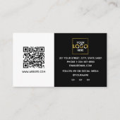 Modern zwart wit bedrijf uw Logo hier QR-code Visitekaartje (Voorkant)