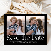 Modern zwart-wit belettering 2 foto save the date