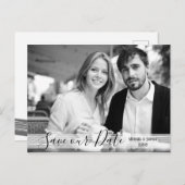 Modern zwart-wit, bespaar ons datumBriefkaart Aankondigingskaart (Voorkant / Achterkant)