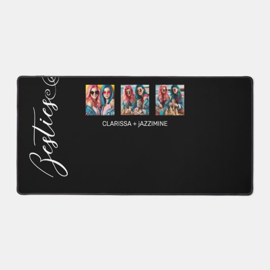 Modern Zwart Wit Bestie 3 Fotocollage Bureaumat (Voorkant)