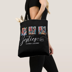 /Modern Zwart Wit Bestie 3 Fotocollage Tote Bag