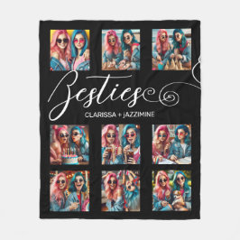 Modern Zwart Wit Bestie 9 Fotocollage Fleece Deken