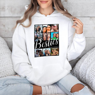 Modern zwart-wit Bestie 9 Fotocollage Hoodie