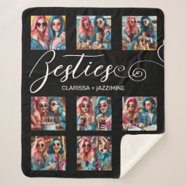 /Modern Zwart Wit Bestie 9 Fotocollage Sherpa Deken