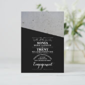 Modern zwart-wit beton Verloving Kaart (Staand voorkant)