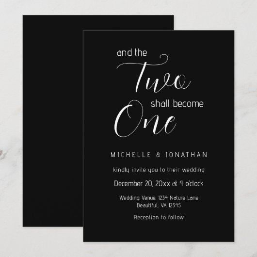 Modern zwart wit Bijbelvers Christelijke bruiloft Kaart (Voorkant / Achterkant)