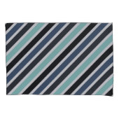 Modern Zwart Wit Blauw Geometrisch Streeppatroon Kussensloop (Voorkant-Links)