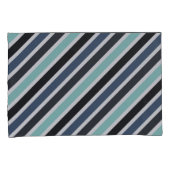 Modern Zwart Wit Blauw Geometrisch Streeppatroon Kussensloop (Voorkant-Rechts)