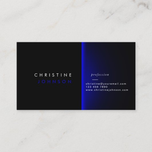 modern zwart-wit blauw ontwerp visitekaartje (Voorkant)