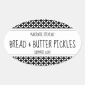 Modern zwart-wit bliklabel ovale sticker (Voorkant)