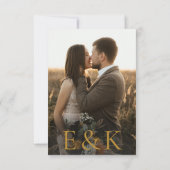 Modern Zwart Wit, Bloemen Bruiloft RSVP Fotokaart (Achterkant)