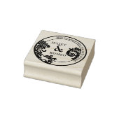 Modern Zwart & Wit Bloemen Damask Bruiloft Paar Rubberstempel (Stempel)