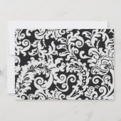 Modern Zwart-wit Bloemen Damast Bruiloft RSVP Kaart (Achterkant)