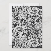 Modern Zwart-wit Bloemen Damast Save The Date Kaart (Achterkant)