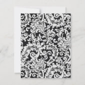 Modern Zwart-wit Bloemen Damast Tafel Kaart (Achterkant)