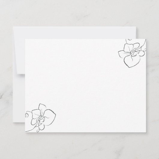 Modern zwart-wit bloemen gepersonaliseerd script notitiekaartje (Achterkant)
